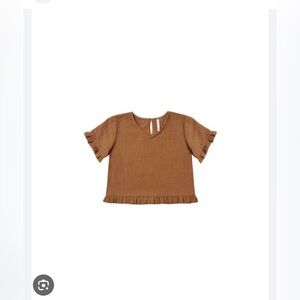 Rylee + Cru Brown Ruffle Sleeve Top